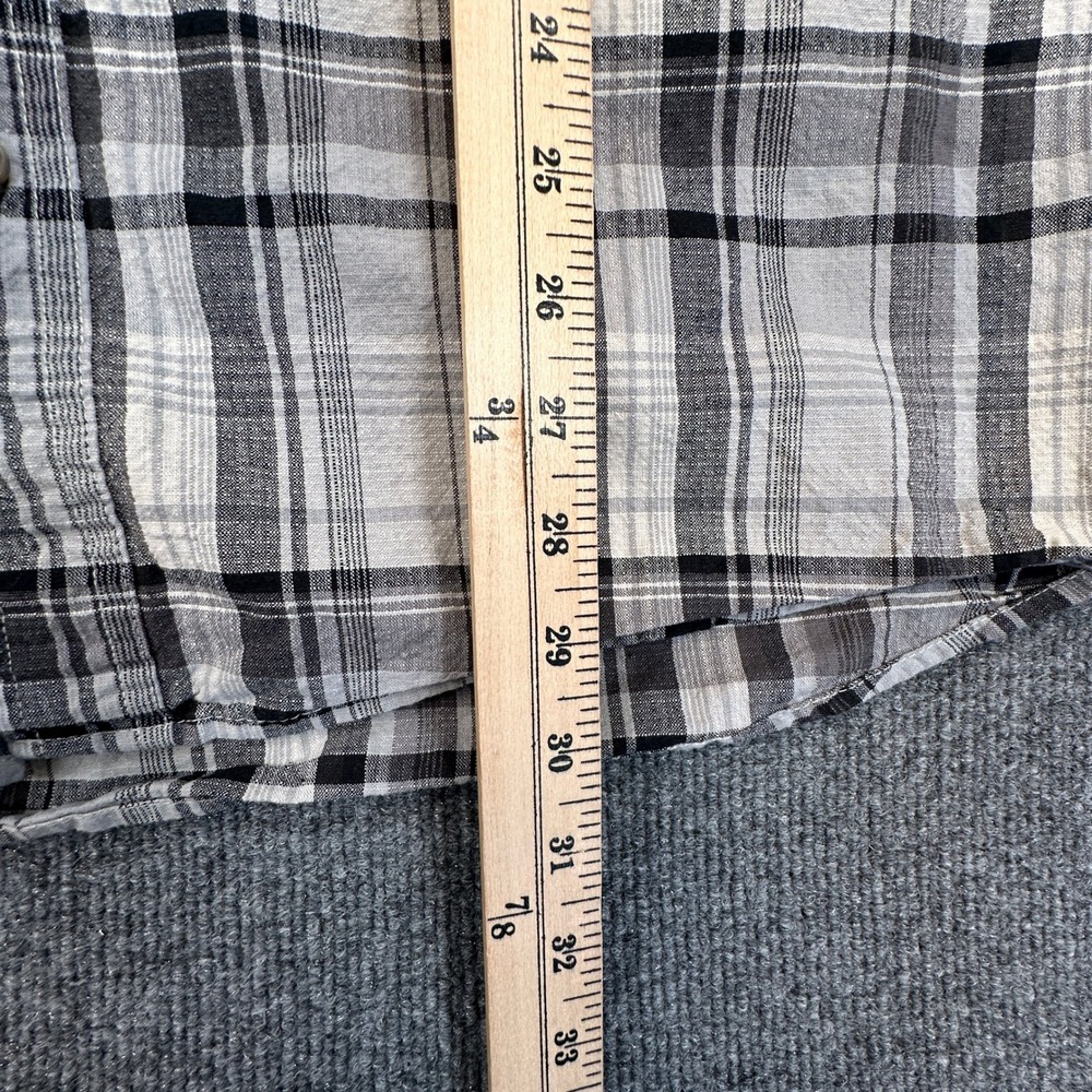 RedHead Plaid Button Up Shirt Mens Large Gray Black Long Sleeve Cotton Workwear - Picture 7 of 9